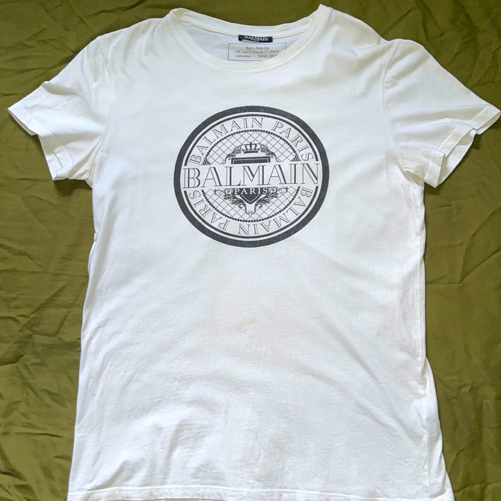 Authentic Balmain Tee Men Size Small White
